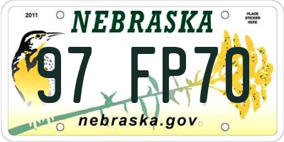 NE license plate 97FP70
