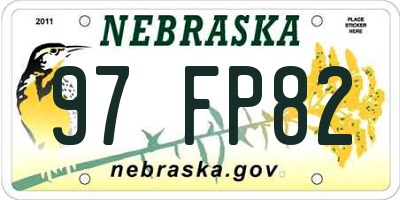 NE license plate 97FP82