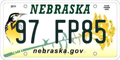 NE license plate 97FP85