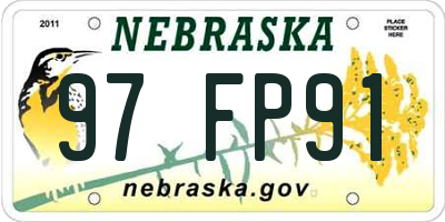 NE license plate 97FP91