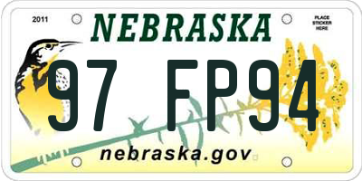 NE license plate 97FP94