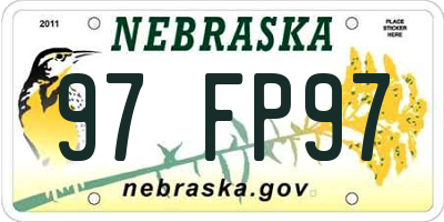 NE license plate 97FP97