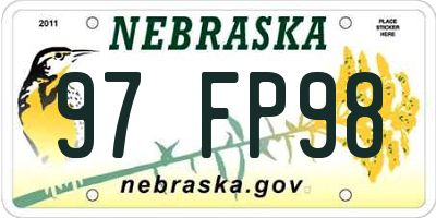 NE license plate 97FP98