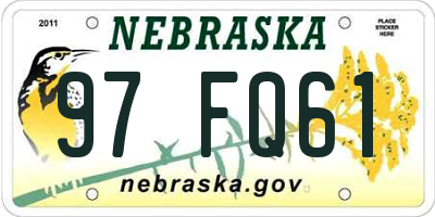 NE license plate 97FQ61