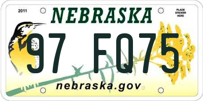NE license plate 97FQ75