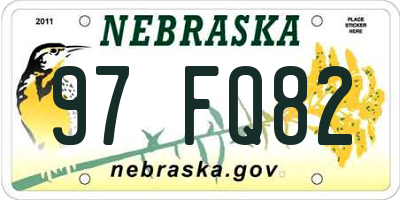 NE license plate 97FQ82