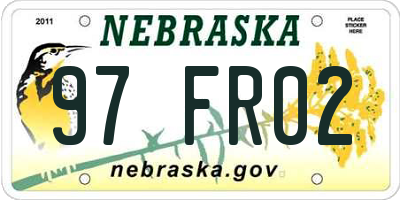 NE license plate 97FR02