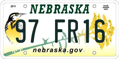 NE license plate 97FR16