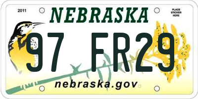 NE license plate 97FR29
