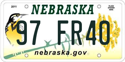 NE license plate 97FR40