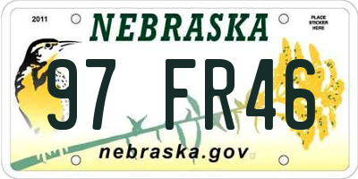 NE license plate 97FR46