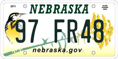 NE license plate 97FR48