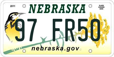 NE license plate 97FR50