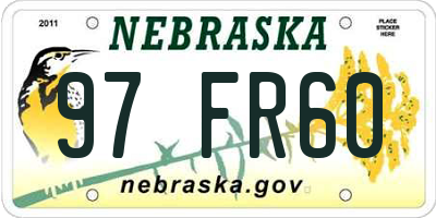 NE license plate 97FR60