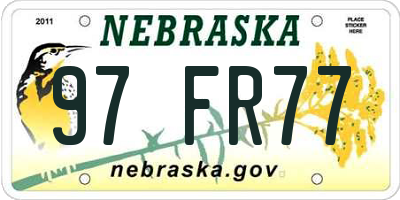 NE license plate 97FR77