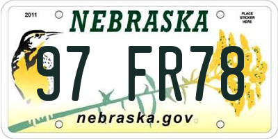 NE license plate 97FR78