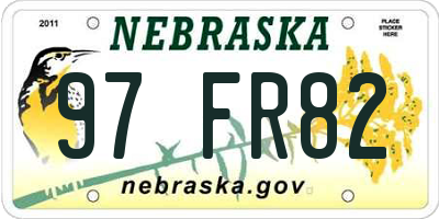NE license plate 97FR82