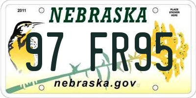 NE license plate 97FR95