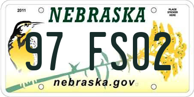 NE license plate 97FS02