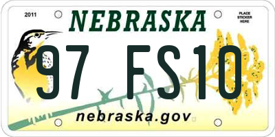 NE license plate 97FS10