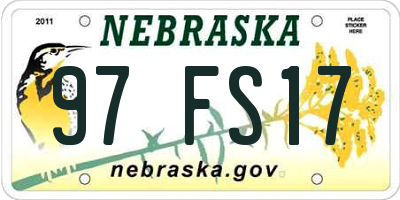 NE license plate 97FS17