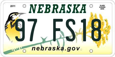 NE license plate 97FS18