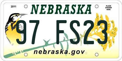 NE license plate 97FS23