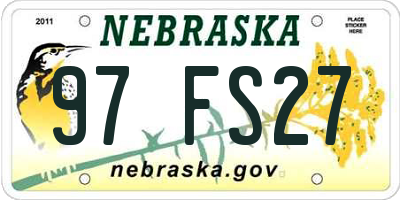 NE license plate 97FS27