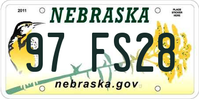NE license plate 97FS28
