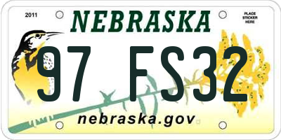 NE license plate 97FS32
