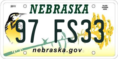 NE license plate 97FS33