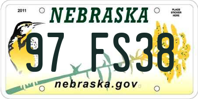 NE license plate 97FS38