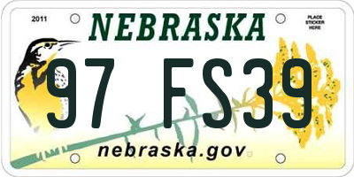 NE license plate 97FS39
