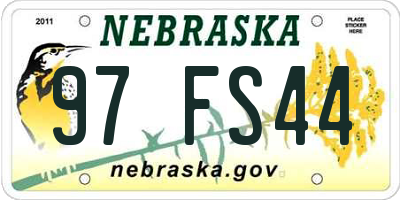 NE license plate 97FS44