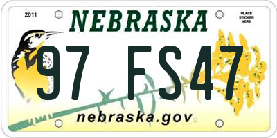 NE license plate 97FS47