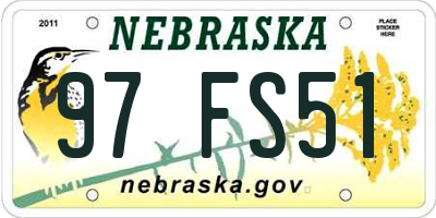 NE license plate 97FS51