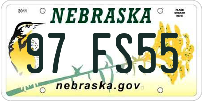 NE license plate 97FS55