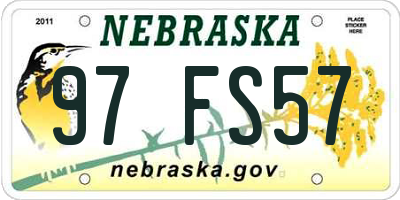 NE license plate 97FS57