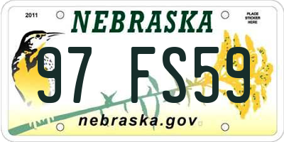 NE license plate 97FS59