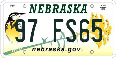 NE license plate 97FS65