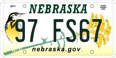 NE license plate 97FS67