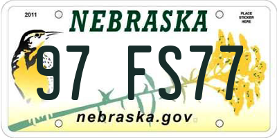 NE license plate 97FS77