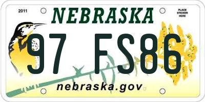 NE license plate 97FS86