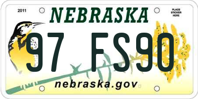 NE license plate 97FS90