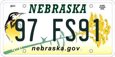 NE license plate 97FS91