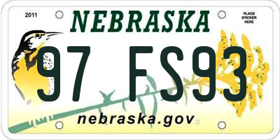 NE license plate 97FS93