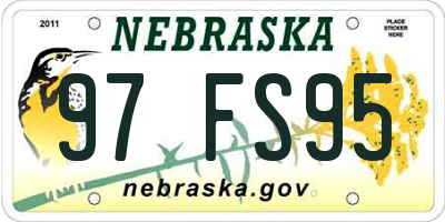 NE license plate 97FS95