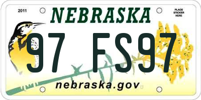 NE license plate 97FS97