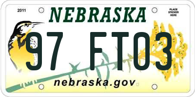 NE license plate 97FT03