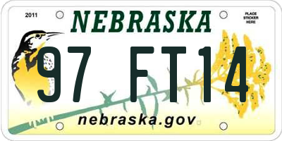 NE license plate 97FT14